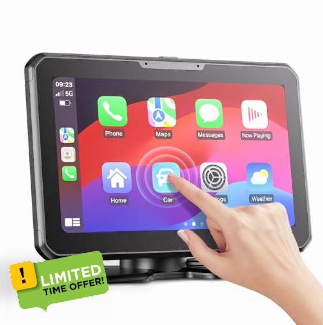 Carplay Portable Screen for Car Android Auto Car Stereo Carplay Box with 7" Touch Screen/AirPlay/Miracast/Voice Control/Dual Bluetooth/AUX/FM/Local Play Instant GO for SUVs Trucks
