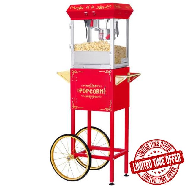 Popcorn Machine with Cart – 6oz Popper with Stainless-steel Kettle