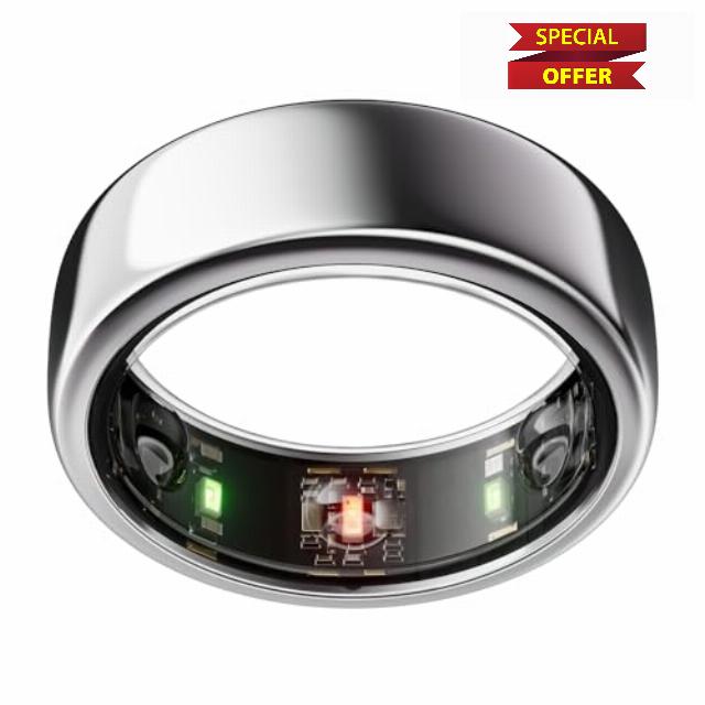 Oura Ring Gen3 Horizon - Silver - Size 7 - Smart Ring - Size First with Oura Sizing Kit - Sleep Tracking Wearable - Heart Rate - Fitness Tracker - 5-7 Days Battery Life