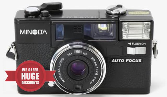 Hi Matic AF Minolta Hi-Matic AF2 35mm Film Camera w/ 38mm f2.8 Lens and Flash (Renewed)