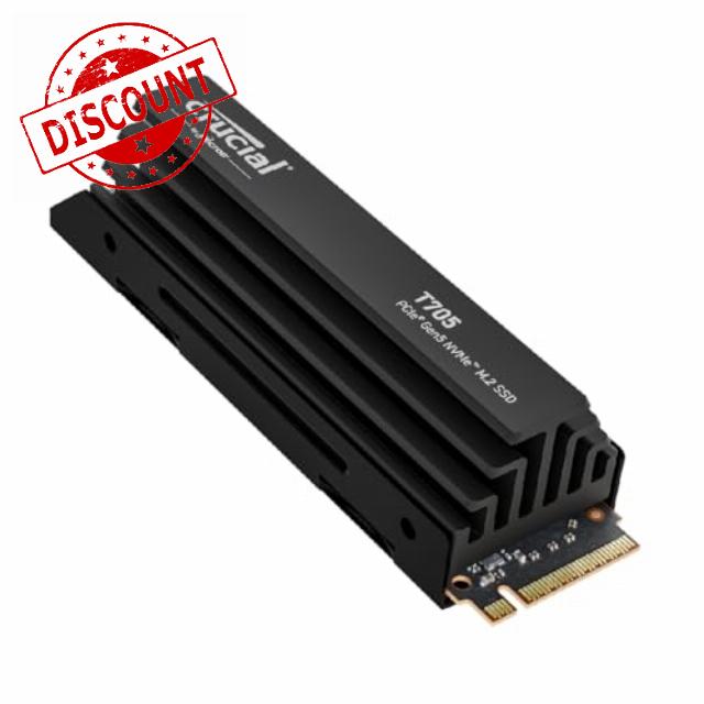 Crucial T705 1TB SSD PCIe Gen5 NVMe M.2 Internal Gaming SSD with Premium Heatsink
