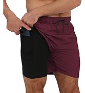Arcweg Men's Swim Trunks with Compression Liner 2 in 1 Quick Dry Mens Swim Shorts with Boxer Brie...