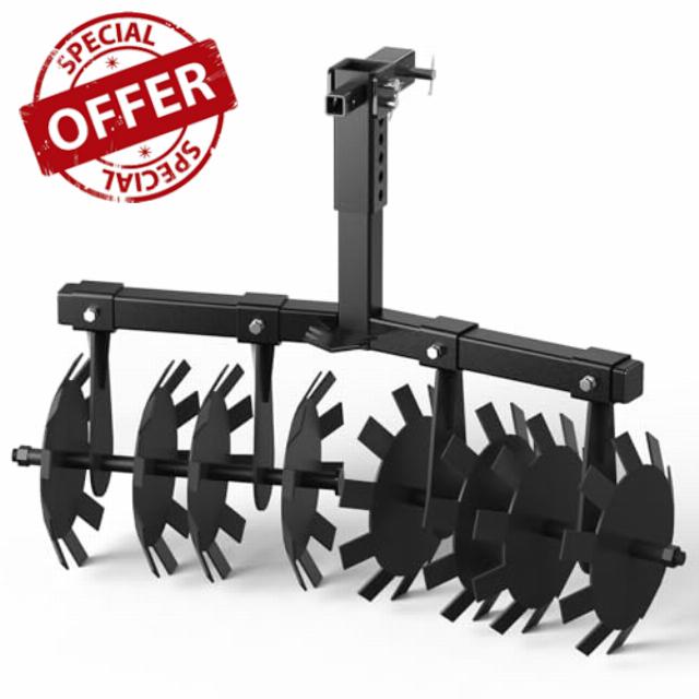 Disc Plow Harrow 32 Inch with Universal 2" Receiver Mount for ATV/UTV