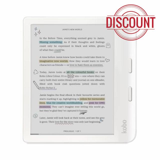 Kobo Libra Colour | eReader | 7” Glare-Free Colour E Ink Kaleido™ 3 Display | Dark Mode Option | Audiobooks | Waterproof | White