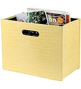HofferRuffer Magazine Newspaper Holders,Foldable PU Leather Magazine Storage Rack,Document File H...