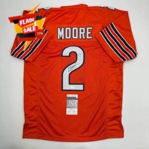 Autographed/Signed D.J. DJ Moore Chicago Orange Football Jersey Beckett JSA COA