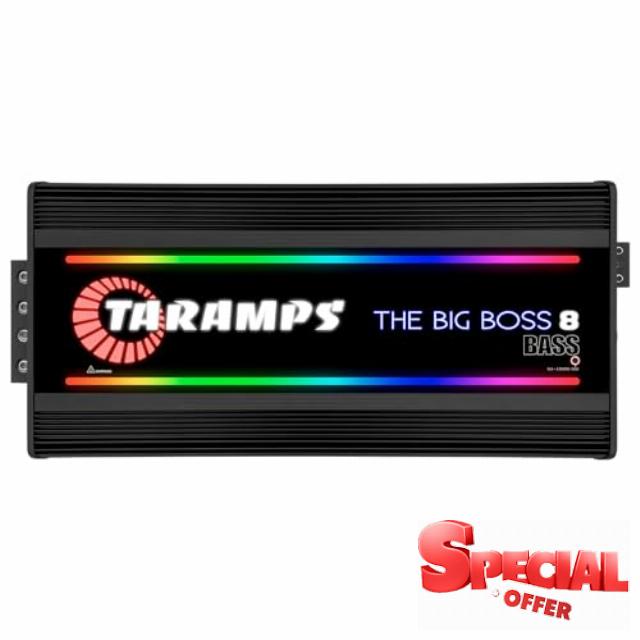 Taramps The Big Boss 8 Bass Black Color Amplifier 0.5 to 2 Ohms 8000 Watts RMS 108 RGB Effects