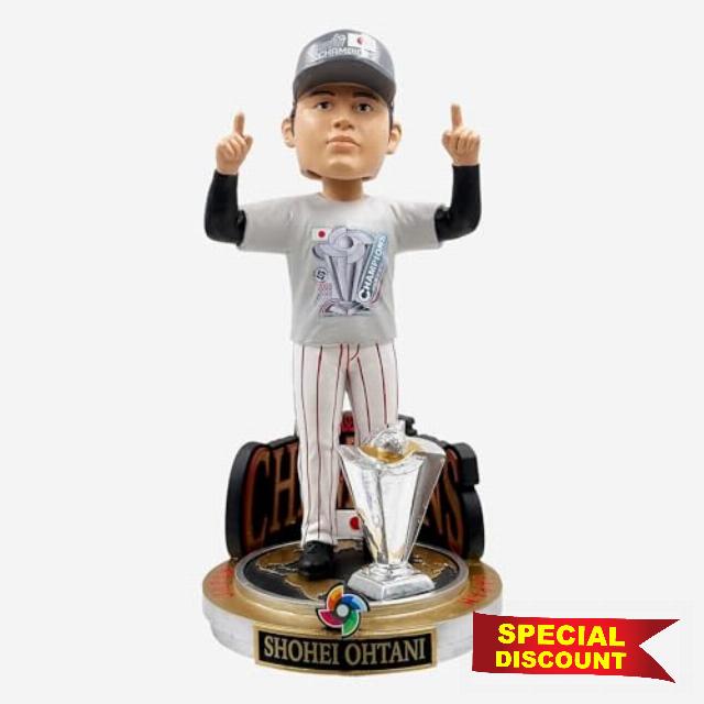 Shohei Ohtani Japan 2023 World Baseball Classic Champions Cap & Tee Bobblehead