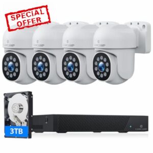 【2-Way Audio+3TB HDD】CAMCAMP 4K PoE Security Camera System