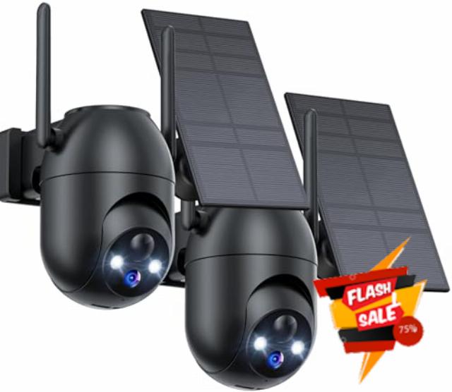 Security Cameras Wireless Outdoor: Solar Camera Wireless Outdoor with Battery & Home Security Cameras Outside Surveillance Cameras Color Night Vision Weatherproof Motion Detection