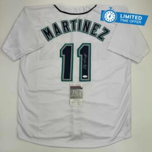 Autographed/Signed Edgar Martinez Seattle White Baseball Jersey JSA COA