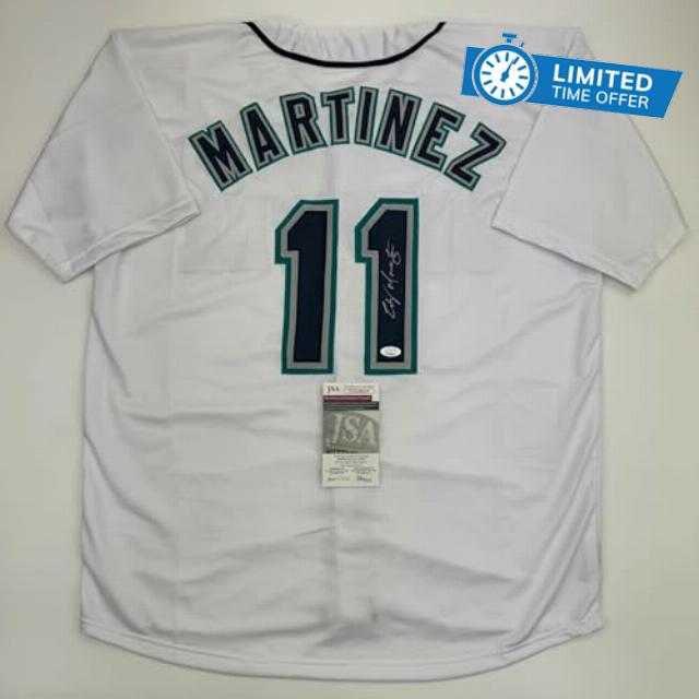 Autographed/Signed Edgar Martinez Seattle White Baseball Jersey JSA COA