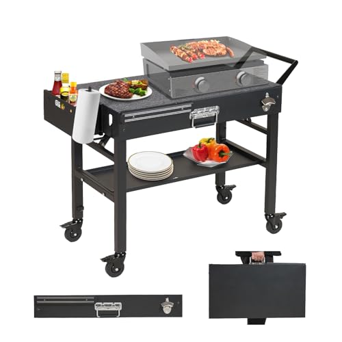 Stainless Steel Folding Grill Table with Wheels