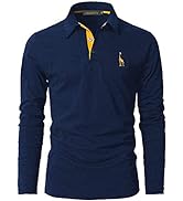 GNRSPTY Men's Short Sleeve Polo Shirts Yellow and Blue Plaid Stitching Oxford Cloth with Real Poc...