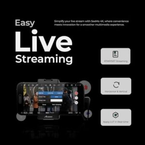 UHD Monitor 2160 30fps for iOS Device Support H.264 Video Compression RTMP Recording Live Streaming-Black