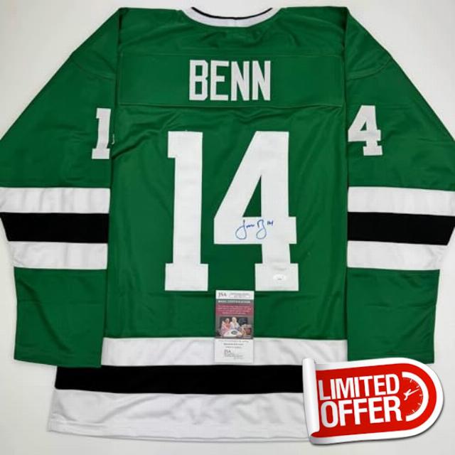 Autographed/Signed Jamie Benn Dallas Green Retro Hockey Jersey JSA COA