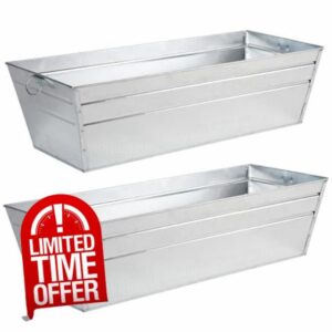 Solution4Patio 2 Pack Portable Metal Livestock Water Feeding Trough