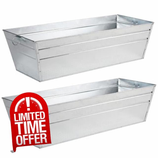 Solution4Patio 2 Pack Portable Metal Livestock Water Feeding Trough