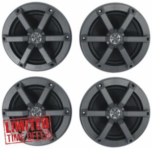 Audiosavings Bundle: (4) JVC CS-MS620 6.5" 50 Watts RMS 2-Way Coaxial Marine Boat Speakers in Black