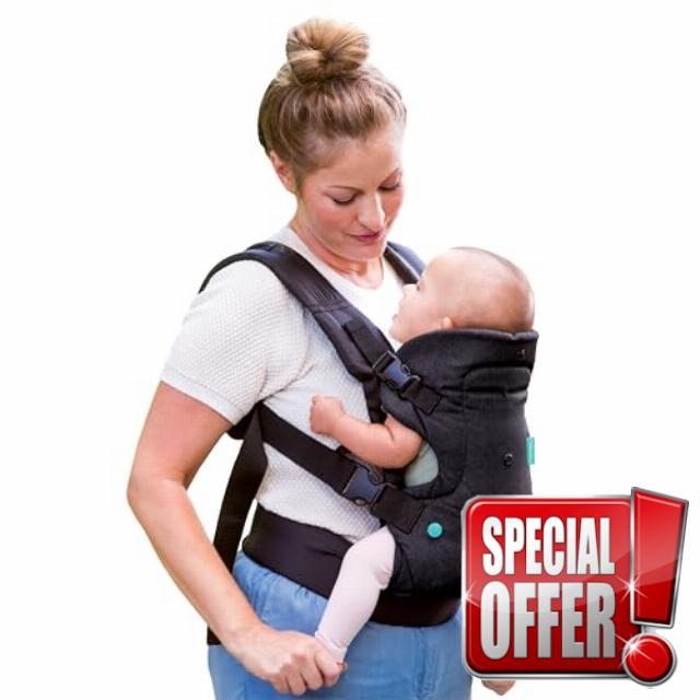 Infantino - Flip 4-in-1 Advanced Carrier with Washable bib Included - Ergonomic - Convertible - Face-in and Face-Out - Front and Back Carry - Newborns and Older Babies - 8-32 lbs
