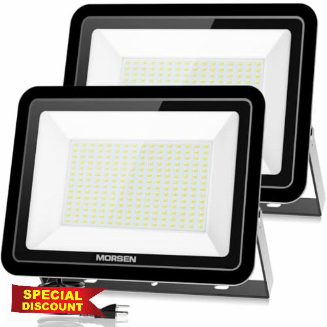 MORSEN 300W LED Flood Light Outdoor Super Bright Security Lights