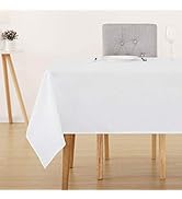 Deconovo Solid Faux Linen Square Tablecloth Water Resistant Table Cloth for Wedding 51x51in(130x1...