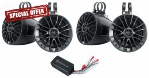 Rockville (4) UT65B 6.5" Tower Speakers+PS40 Bluetooth Amplifier for ATV/UTV/RZR