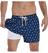 Arcweg Men's Swim Shorts 2 in 1 with Boxer Brief Lined Mens Swim Trunks with Compression Liner Qu...
