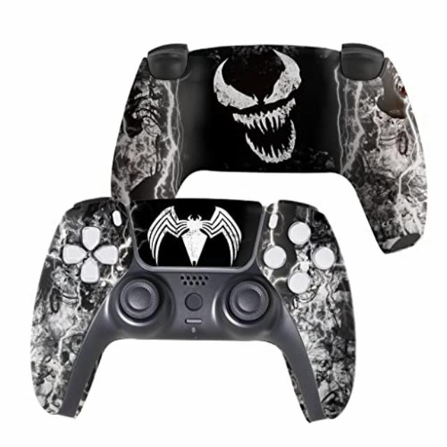 Vennom Custom PS-5 Controller Wireless compatible with Play-Station 5 Console by BCB Controllers | Proudly Customized in USA with Permanent HYDRO-DIP Printing (NOT JUST A SKIN) (MODDED)