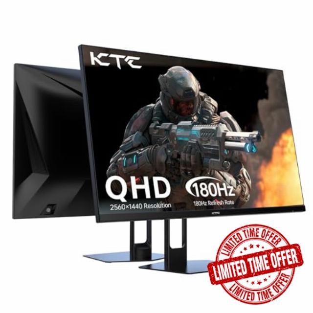 KTC 27” Gaming Monitor 180Hz 144hz Monitor with QHD(2560× 1440p Monitor|Up to 1MS | Fast IPS Monitor |122% sRGB |2X DP & 2X HDMI |3-Year Zero-Bright-dot Extreme Low Motion Blur Sync