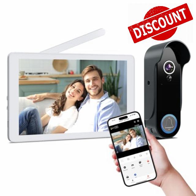 Wireless WiFi Video Doorbell with 8" Touch Monitor