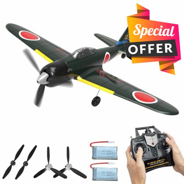 RCSHOBBY 4-CH Romote Control Airplane Zero Fighter 2.4Ghz RC Plane with 6-Axis Gyro Stabilizer& One Key Aerobatic Ready to Fly for Beginners