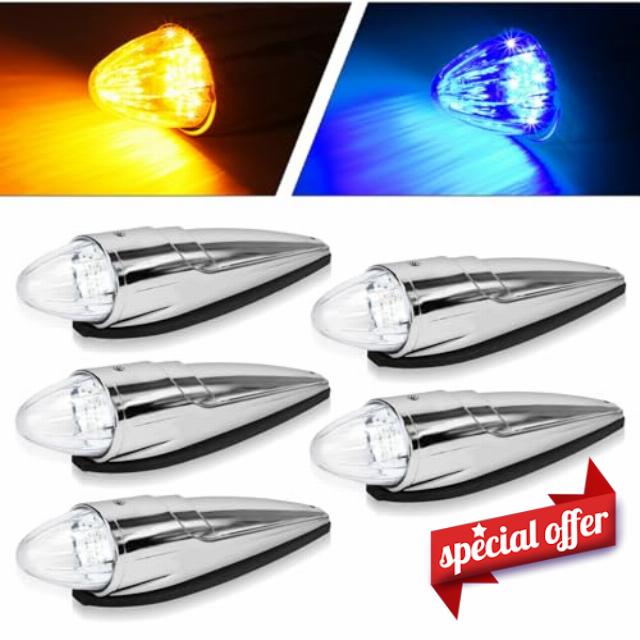5PCS 21 LED Dual Color Chrome Cab Marker Light