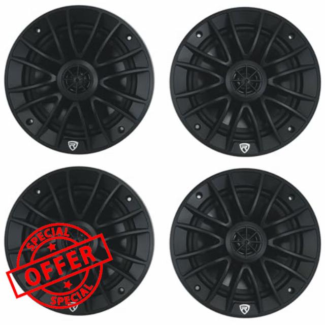 Rockville (4) RM-PREMIUM-65 Black 6.5" 600w Marine Boat Speakers - Crisp Sound!