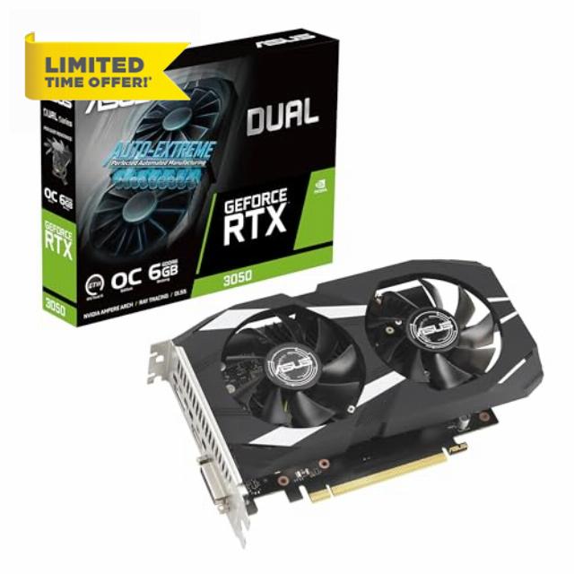 ASUS Dual NVIDIA GeForce RTX 3050 6GB OC Edition Gaming Graphics Card - PCIe 4.0