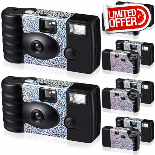 Treela 6 Pack of Disposable Camera for Wedding Bulk Bachelorette Single Use Flash 35mm Camera for Birthday Concert Travel Anniversary Party Supply Favor Vacation Gift (Rainbow Style)