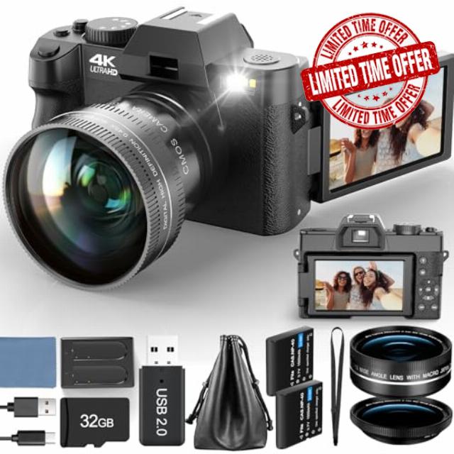 ATPLOES 48MP Digital Cameras for Photography with Lens