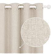Deconovo Total Blakcout Curtains Thermal Curtains, Faux Linen Curtains with Coating 72 Inch Drop,...