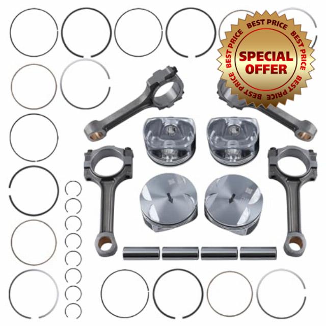 4PCS Connecting Rods & Pistons Kits 12646457 12578324 Compatible with Lacrosse Regal Chevy Cobalt Equinox HHR GM Terrain G5 G6 Saturn 2.4L 2006-2016 Connecting Rod Piston Kit