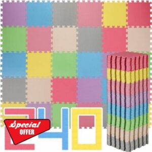 Yiyiring 240 Foam Floor Tiles 12" x 12" Puzzle Exercise Mat Interlocking Play Mat Tiles Colorful Foam Flooring Tiles Play Rugs for Home Gym Crawling Exercise Playroom Play Area