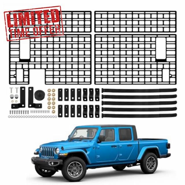 Side Molle Panel Compatible with 2019-2024 Jeep Gladiator JT Rack Side Molle Rack Cargo Nets Trunk Bed Cleat/No Drilling Accessories