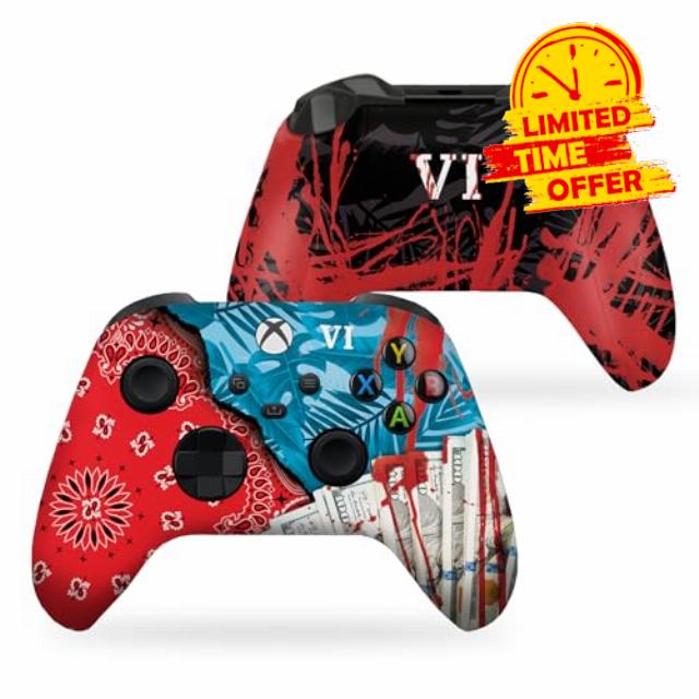 DreamController GTA 6 Custom X-box Controller Wireless compatible with X-box One/X-box Series X/S Proudly Customized in USA I Permanent HYDRODIP Print(NOT JUST A SKIN)(MODDED)