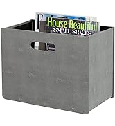 HofferRuffer Leather Magazine Holder Newspaper Rack with Handle Foldable Storage Basket Multipurp...