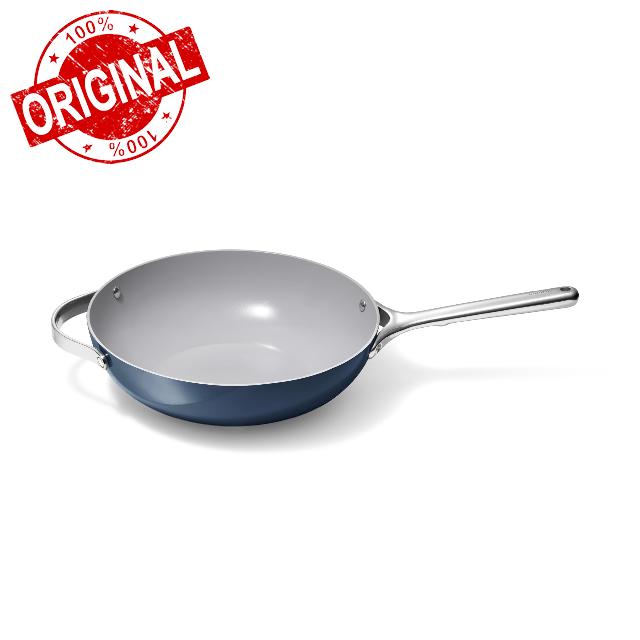 Caraway Non-Stick Stir Fry Pan - 12” Wok-Inspired Pan - Free From Forever Chemicals - High-Sloped Walls - Stainless Steel Handles - Navy