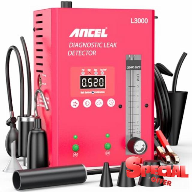 ANCEL L3000 Automotive Smoke Machine with Built-in Air Pump and Digital Pressure Gauge. Professional Vehicle Leak Diagnostic Detector Tools Kit for Leaks Test in Vacuum