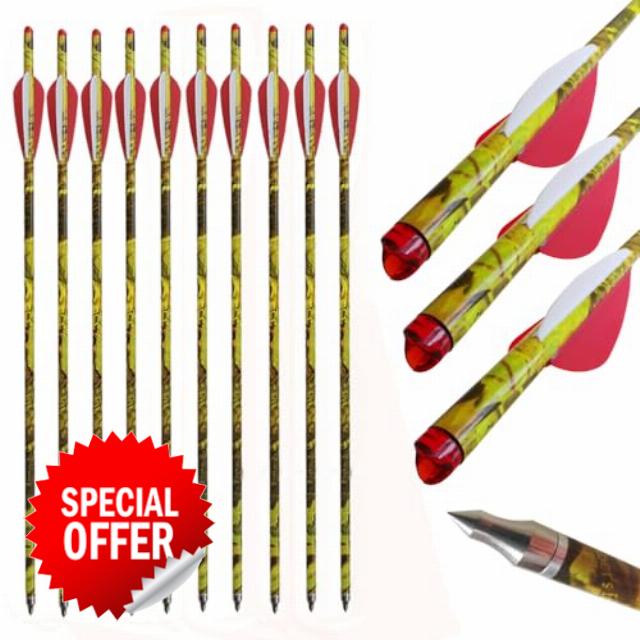 ACCMOS 12 pcs Crossbow Arrows 13.5" 16" 17" 18" 20" Crossbow Bolt ID 7.6mm OD 8.8mm Carbon Arrow 125 grain Tip for Archery Hunting