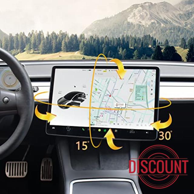 Screen Swivel Mount for Tesla Model 3 Highland 2024 Left/Right 30° Up/Down 15° Aluminium Alloy Screen Rotating Bracket Four Directions