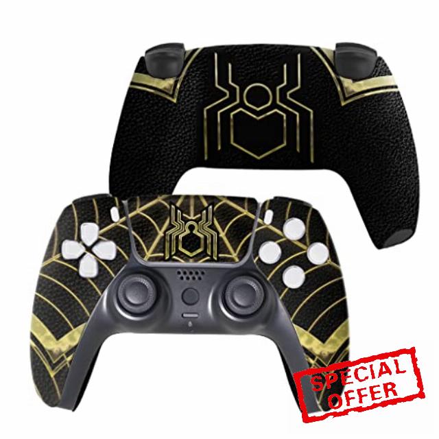 Spider_Man Gold Custom PS-5 Controller Wireless compatible with Play-Station 5 Console by BCB Controllers | Proudly Customized in USA with Permanent HYDRO-DIP Printing (NOT JUST A SKIN)