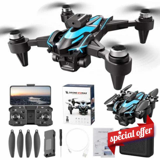 Brushless Motor FPV Drones With Gesture Control FPV Drone For Adults RC Drone 1080P Cameras Wind Resistance Headless Mode For Beginners Quadcopter Men Kids Gifts (BLACK)