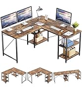 Bestier L Shaped Desk Computer Desk with Shelves Small Corner Desk 140CM Reversible Computer Desk...